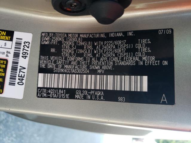 2010 TOYOTA SIENNA XLE - 5TDYK4CC1AS302504
