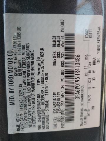 2017 FORD FUSION SE 3FA6P0T95HR410486