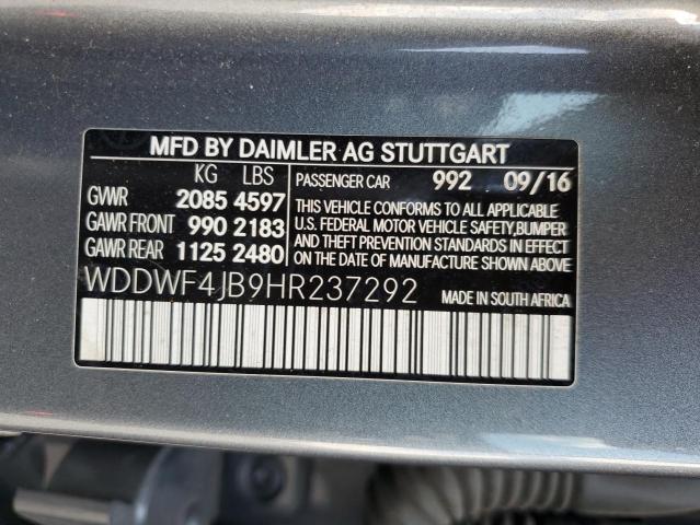 2017 MERCEDES-BENZ C 300 WDDWF4JB9HR237292