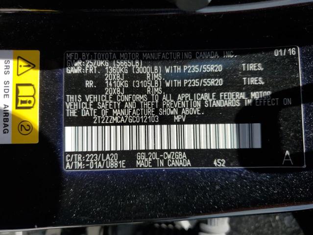 2016 LEXUS RX 350 2T2ZZMCA7GC012103
