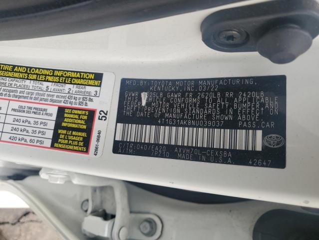 2022 TOYOTA CAMRY NIGH 4T1G31AK8NU039037