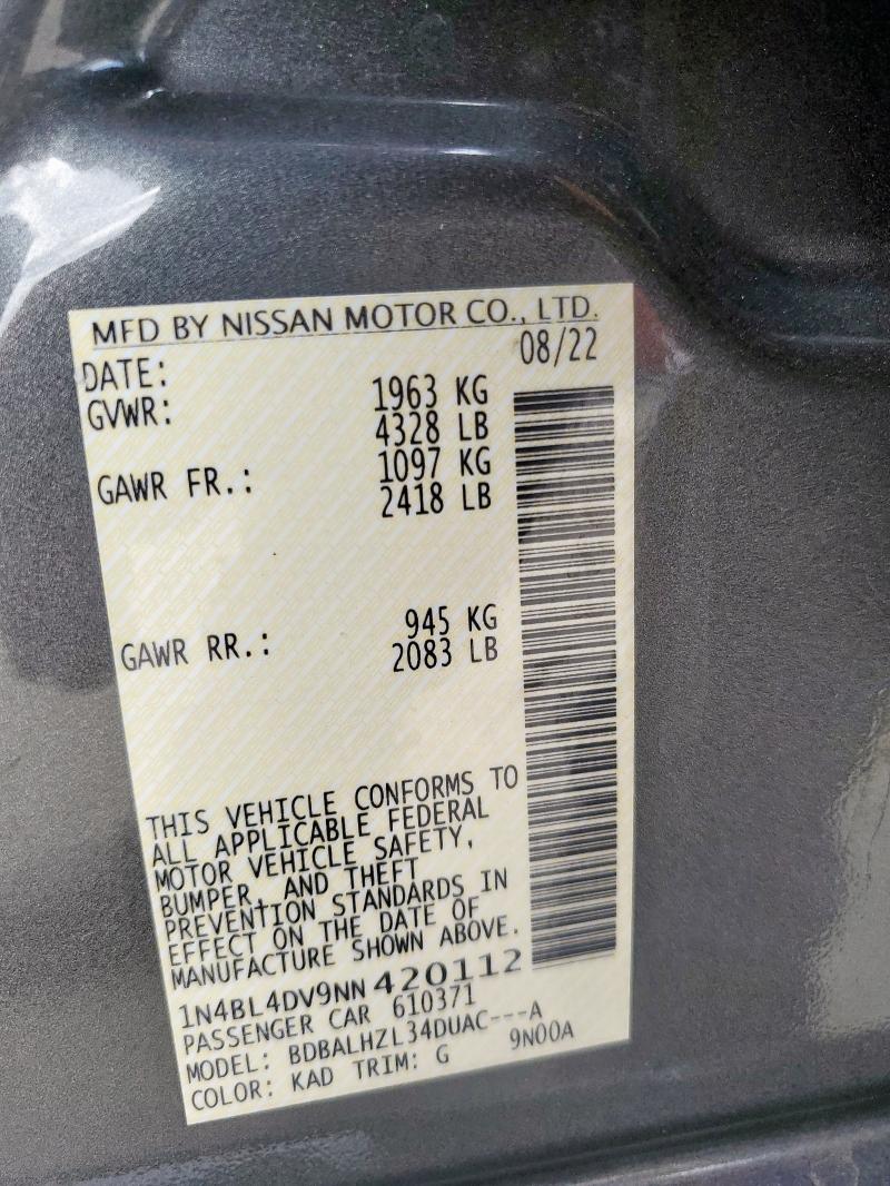 2022 NISSAN ALTIMA SV - 1N4BL4DV9NN420112