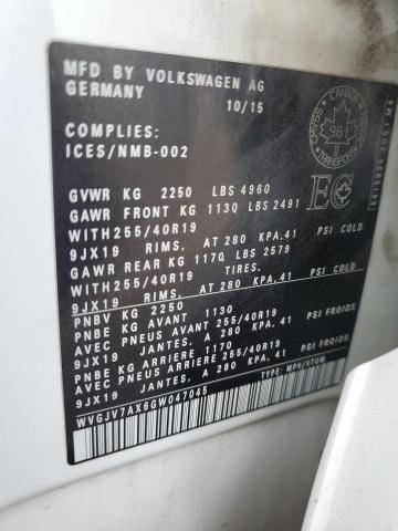 2016 VOLKSWAGEN TIGUAN COM WVGJV7AX6GW047045