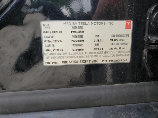 2015 TESLA MODEL S 5YJSA1E2XFF119089