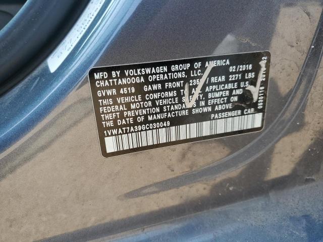 2016 VOLKSWAGEN PASSAT S - 1VWAT7A39GC030049