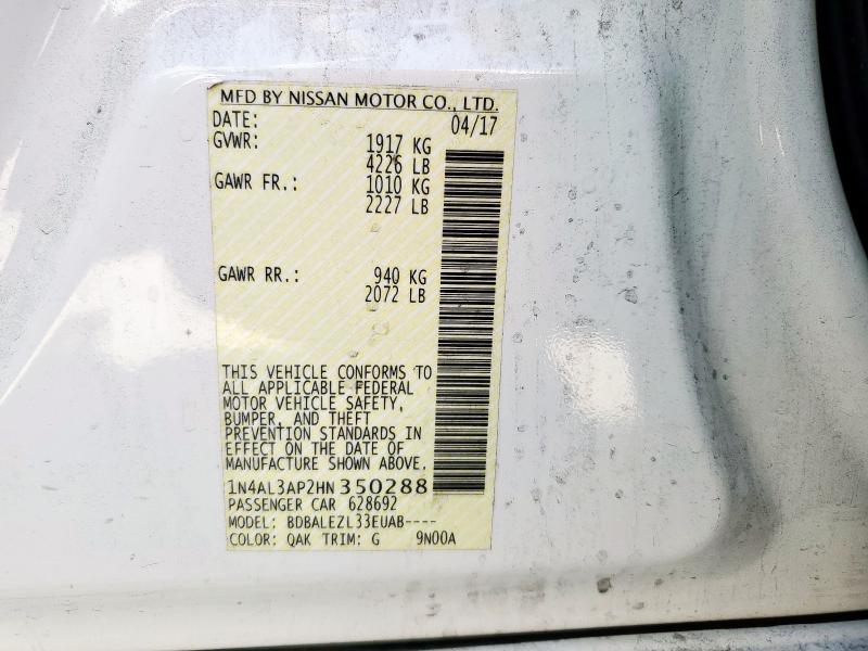 2017 NISSAN ALTIMA 2.5 - 1N4AL3AP2HN350288