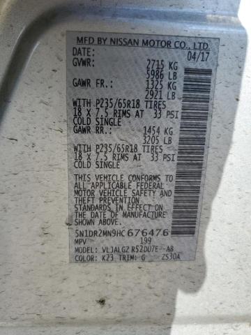 2017 NISSAN PATHFINDER 5N1DR2MN9HC676476