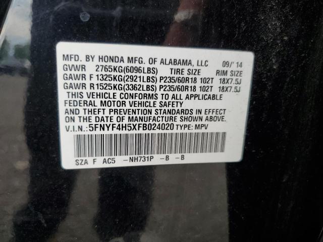 2015 HONDA PILOT EXL 5FNYF4H5XFB024020