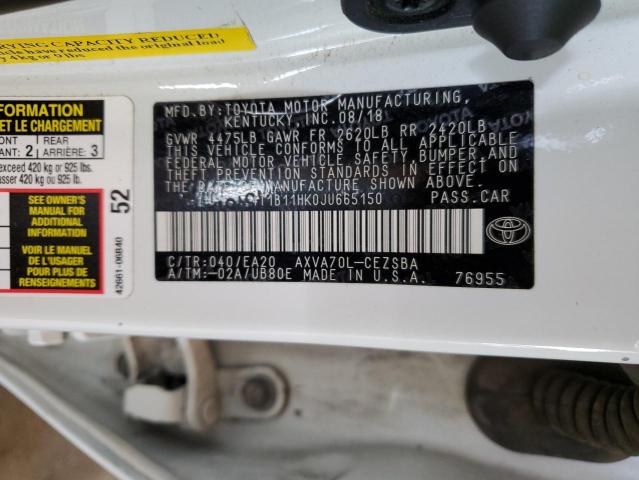 2018 TOYOTA CAMRY L - 4T1B11HK0JU665150