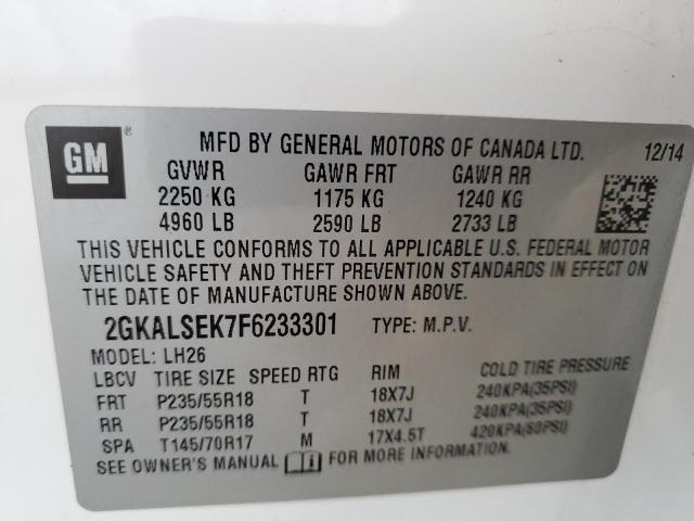2015 GMC TERRAIN SL 2GKALSEK7F6233301
