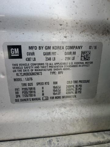 2016 CHEVROLET TRAX LS KL7CJNSB3GB629673