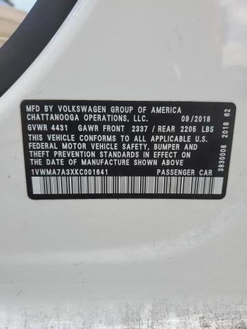 2019 VOLKSWAGEN PASSAT SE 1VWMA7A3XKC001641