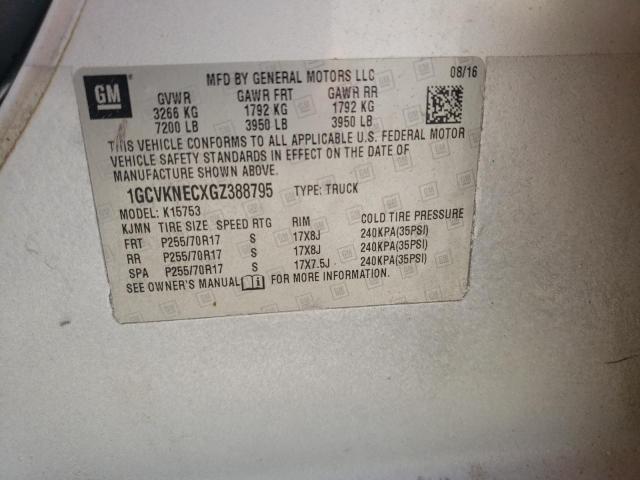2016 CHEVROLET SILVERADO 1GCVKNECXGZ388795
