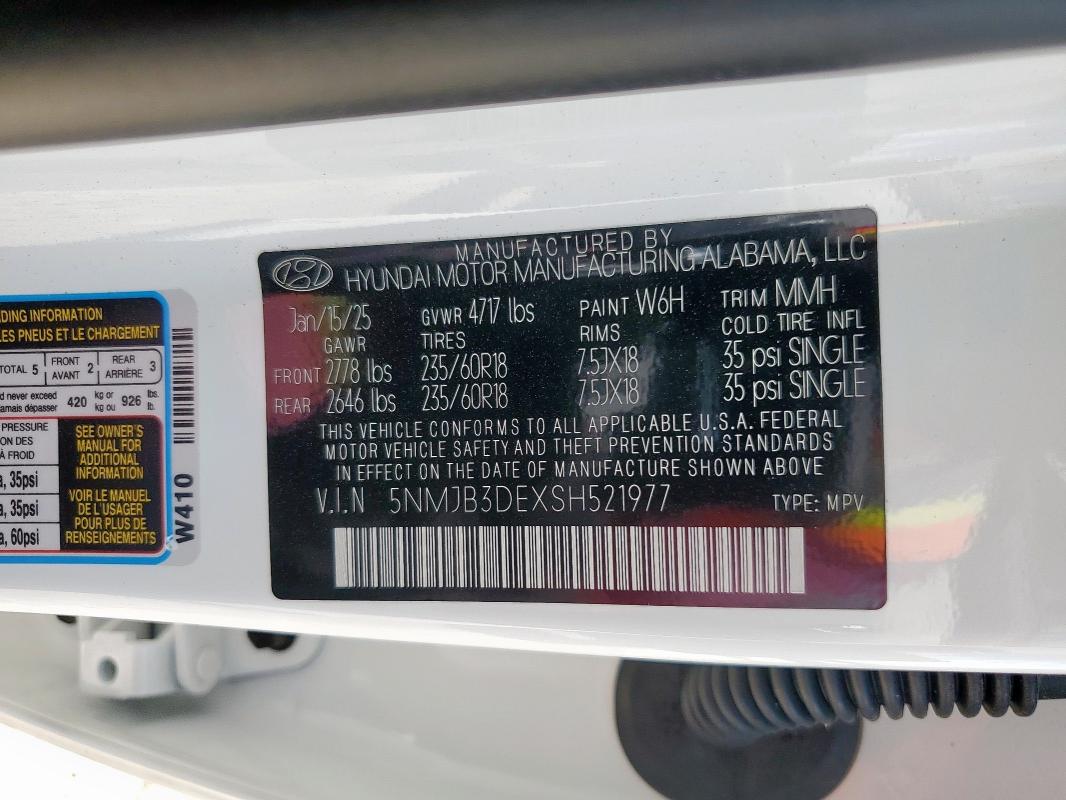 2025 HYUNDAI TUCSON SEL 5NMJB3DEXSH521977
