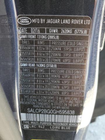 2016 LAND ROVER DISCOVERY SALCP2BG0GH595838