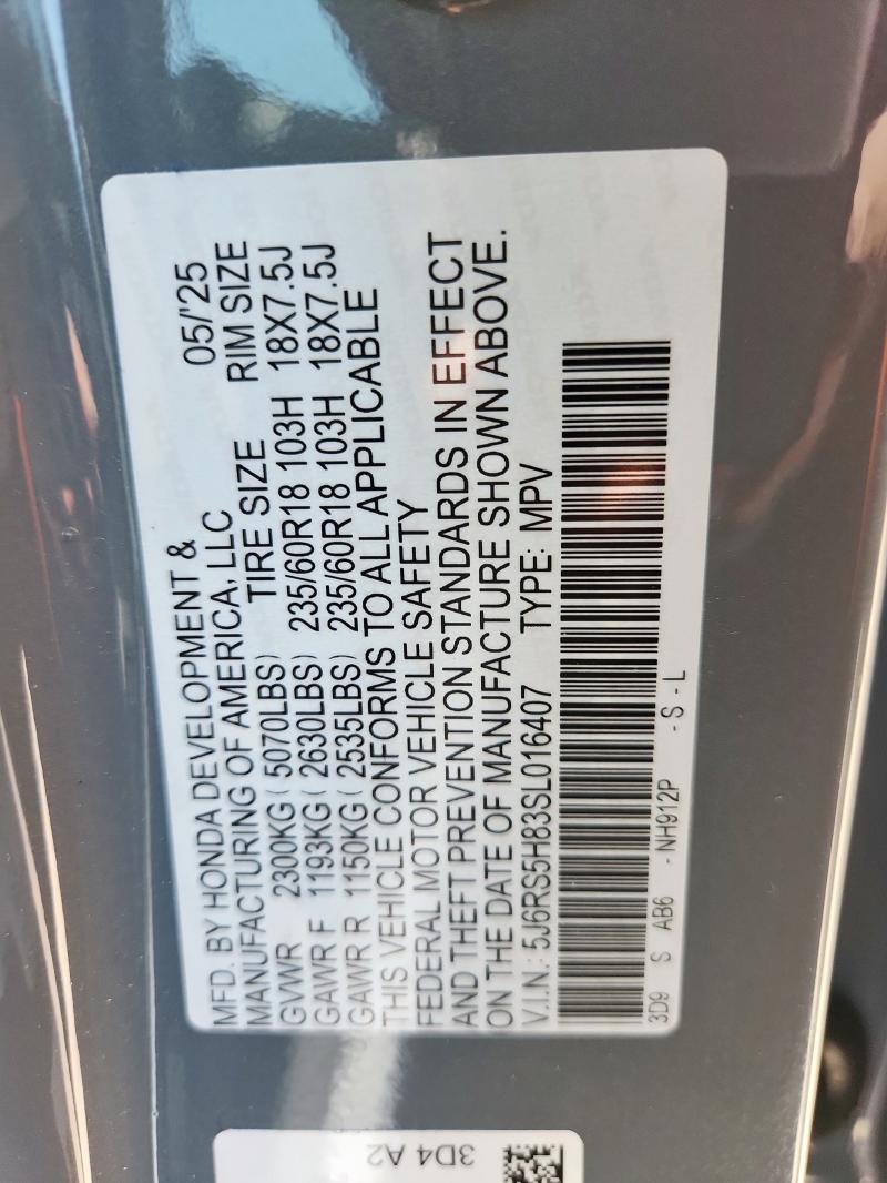 2025 HONDA CR-V SPORT - 5J6RS5H83SL016407