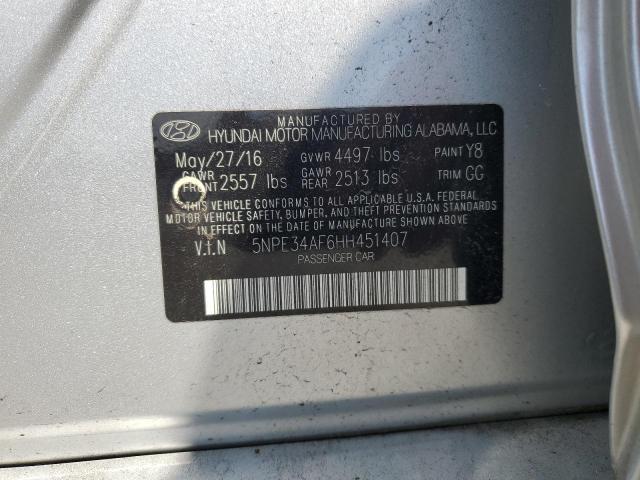 2017 HYUNDAI SONATA SPORT 5NPE34AF6HH451407