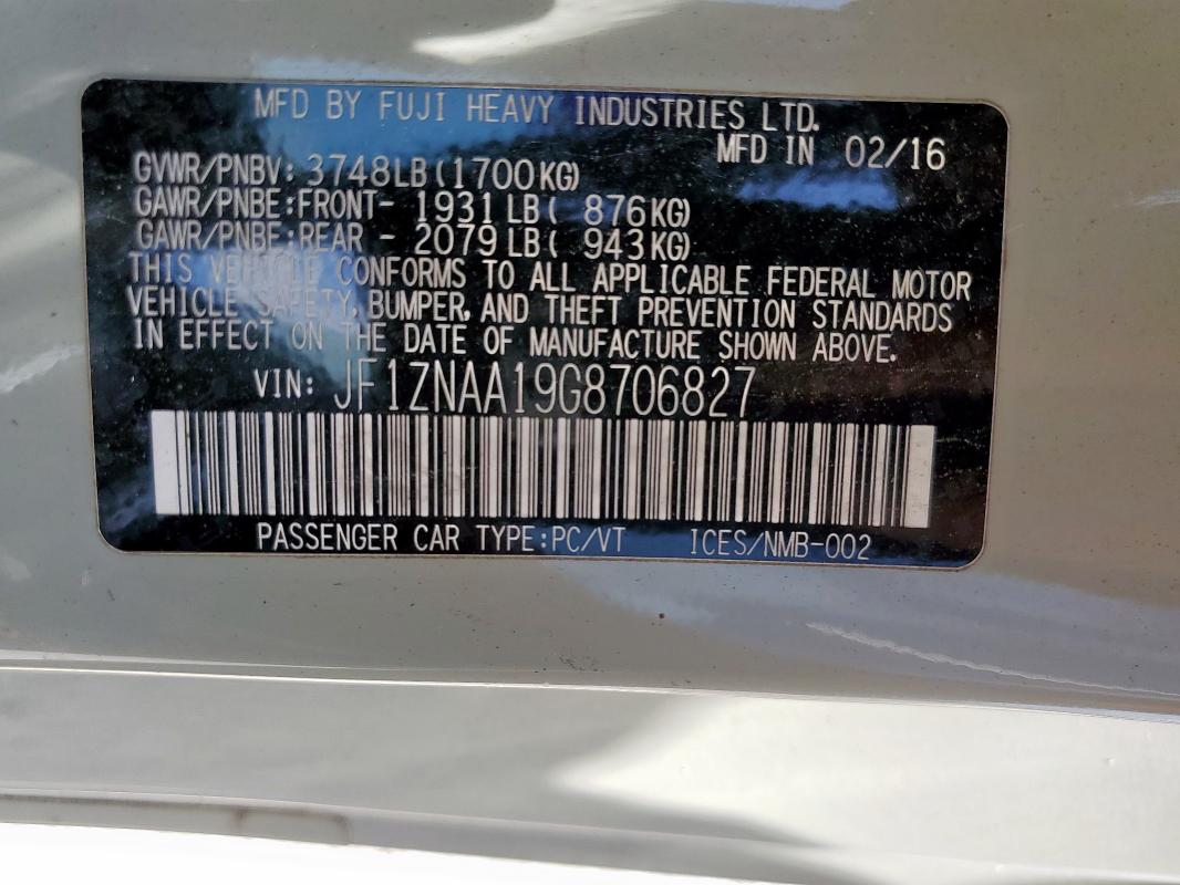 2016 TOYOTA SCION FR-S JF1ZNAA19G8706827