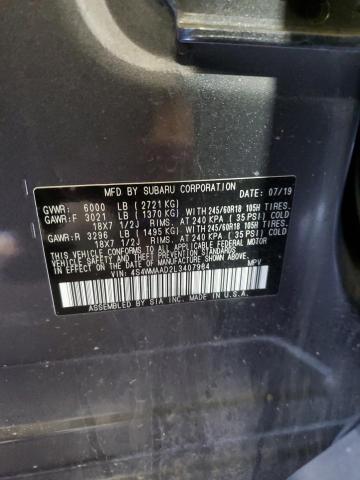 2020 SUBARU ASCENT 4S4WMAAD2L3407984