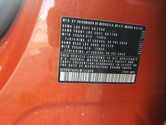2018 VOLKSWAGEN TIGUAN SEL 3VV5B7AX5JM122826