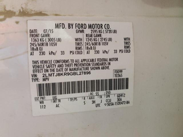 2016 LINCOLN MKX SELECT 2LMTJ8KR9GBL27896