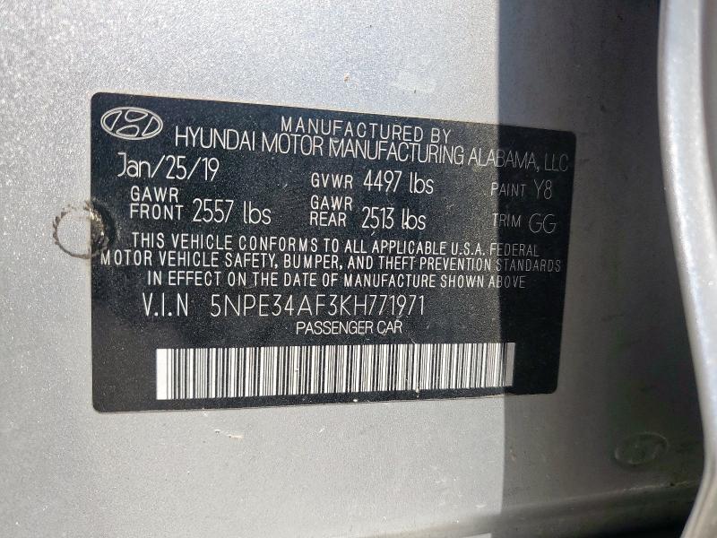 2019 HYUNDAI SONATA LIM 5NPE34AF3KH771971