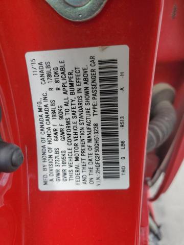 2016 HONDA CIVIC 2HGFC2F50GH513238