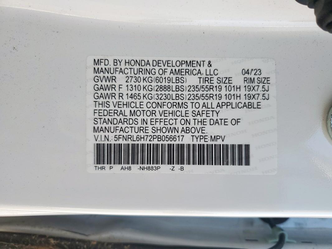 2023 HONDA ODYSSEY SPORT-L 5FNRL6H72PB056617