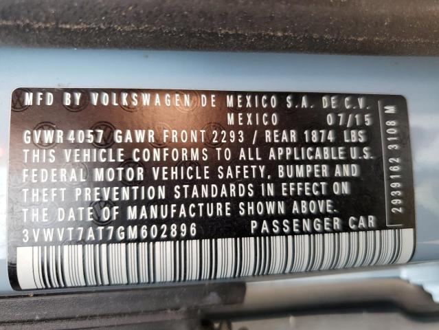 2016 VOLKSWAGEN BEETLE R-L 3VWVT7AT7GM602896