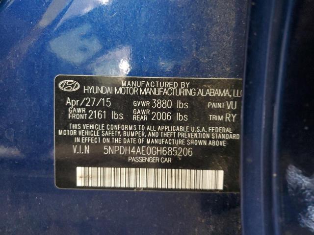 2016 HYUNDAI ELANTRA SE 5NPDH4AE0GH685206