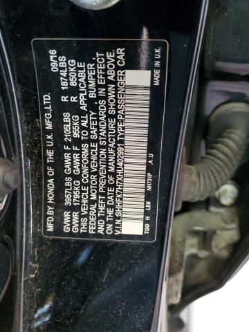 2017 HONDA CIVIC EXL - SHHFK7H7XHU402991