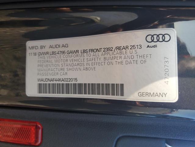 2019 AUDI A4 PREMIUM WAUDNAF44KA022015
