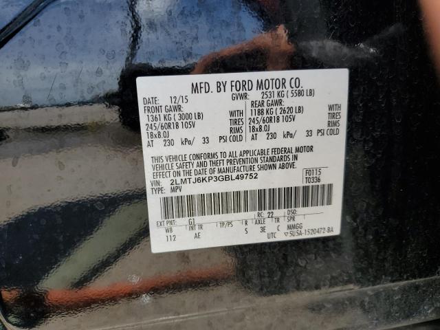 2016 LINCOLN MKX SELECT 2LMTJ6KP3GBL49752