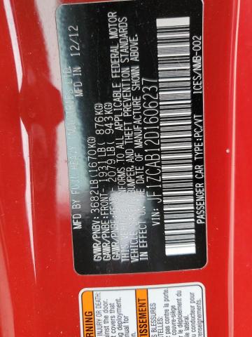 2013 SUBARU BRZ 2.0 PR - JF1ZCAB12D1606237