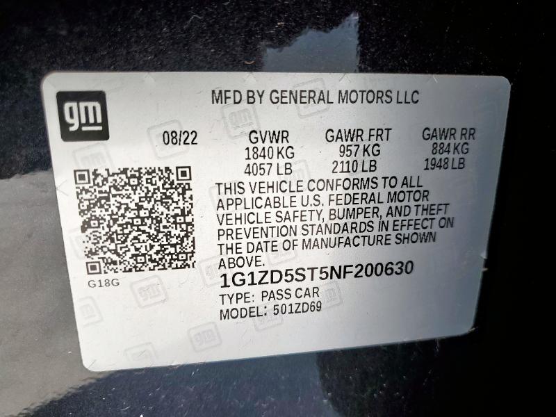 2022 CHEVROLET MALIBU LT 1G1ZD5ST5NF200630