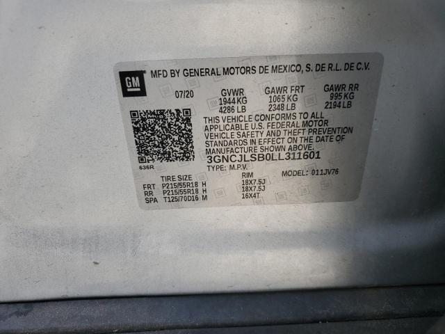 2020 CHEVROLET TRAX 1LT 3GNCJLSB0LL311601