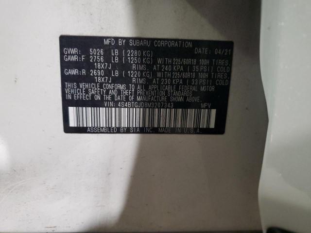2021 SUBARU OUTBACK ON 4S4BTGJD8M3207343