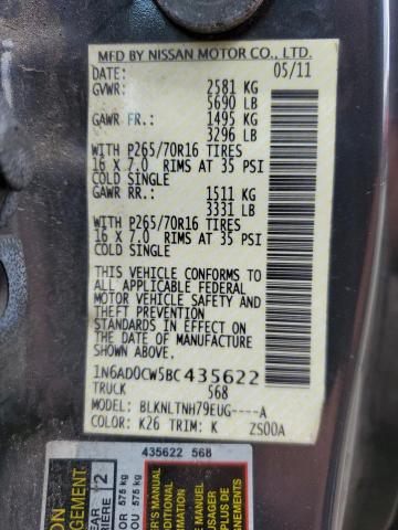2011 NISSAN FRONTIER S - 1N6AD0CW5BC435622