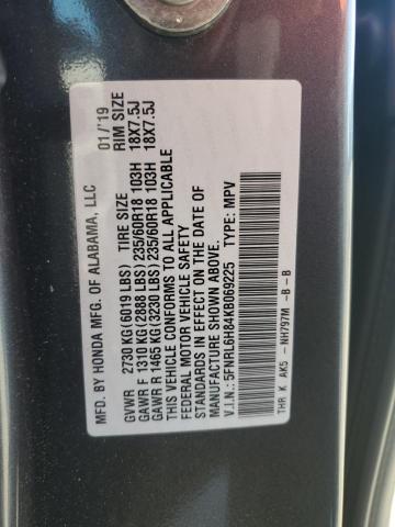 2019 HONDA ODYSSEY TO 5FNRL6H84KB069225