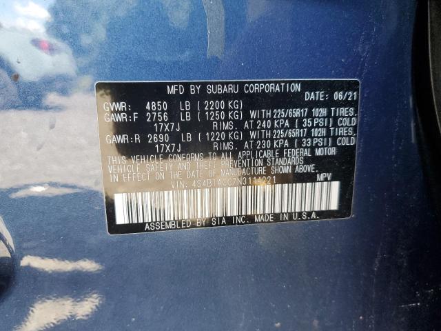 2022 SUBARU OUTBACK PR 4S4BTACC7N3114221