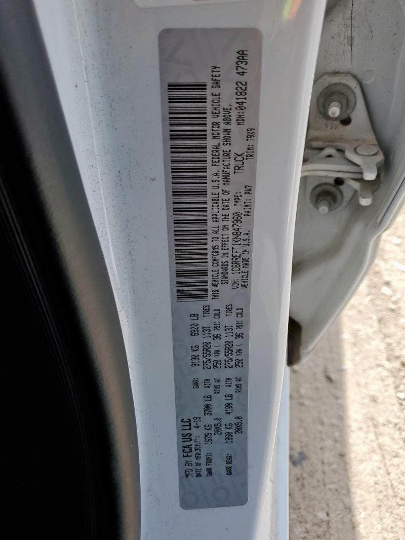 2019 RAM 1500 BIG H 1C6RREFT1KN847960