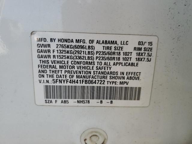 2015 HONDA PILOT EX 5FNYF4H41FB064722