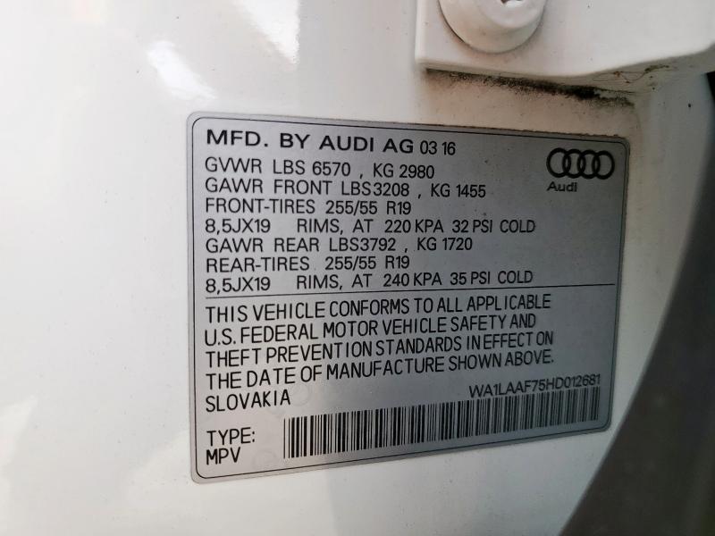 2017 AUDI Q7 PREMIUM WA1LAAF75HD012681