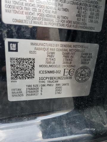 2021 CHEVROLET SILVERADO 1GCPYBEK1MZ210699