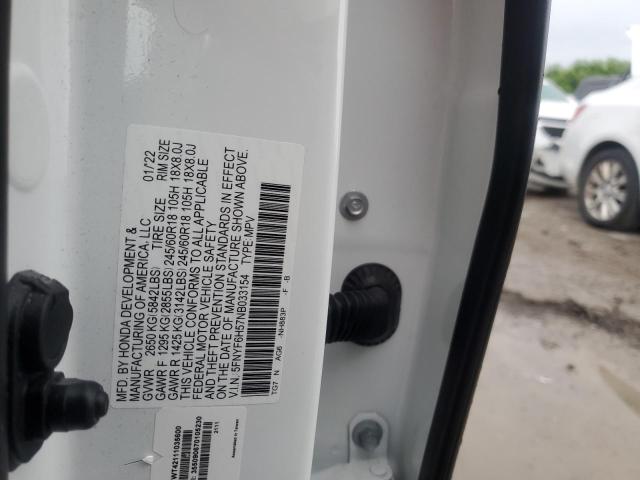 2022 HONDA PILOT EXL 5FNYF6H57NB033154