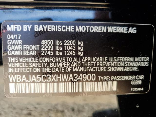 2017 BMW 530 I WBAJA5C3XHWA34900