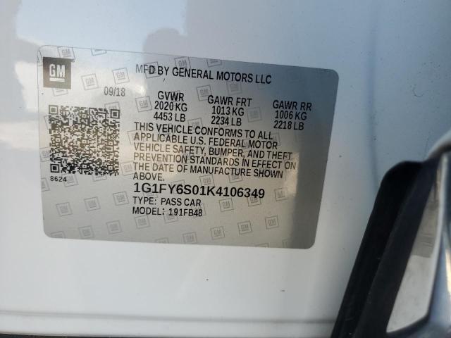 2019 CHEVROLET BOLT EV LT 1G1FY6S01K4106349