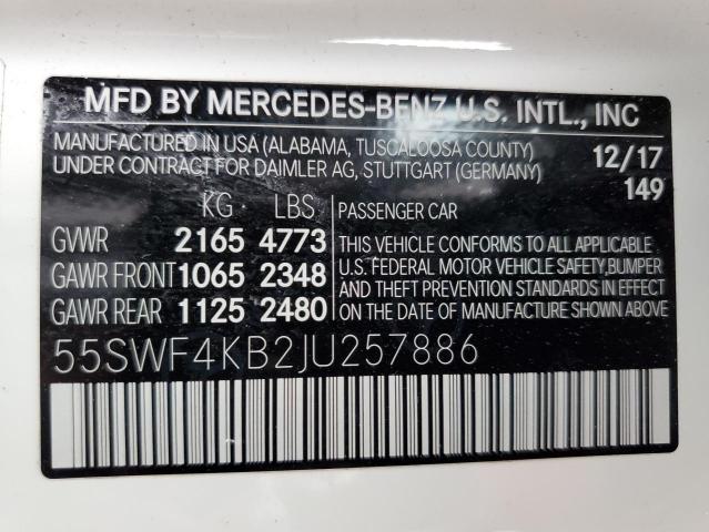 2018 MERCEDES-BENZ C 300 4MAT - 55SWF4KB2JU257886