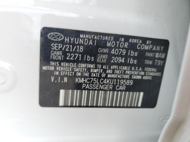 2019 HYUNDAI IONIQ SEL KMHC75LC4KU119589