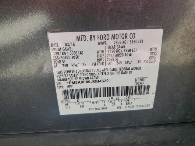 2018 FORD EXPLORER L - 1FM5K8F89JGB45201
